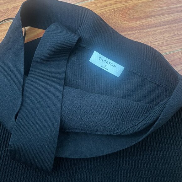 NWOT Aritzia Babaton Sculpt Knit Criss Cross Cropped Tank Black Size S - Picture 5 of 5